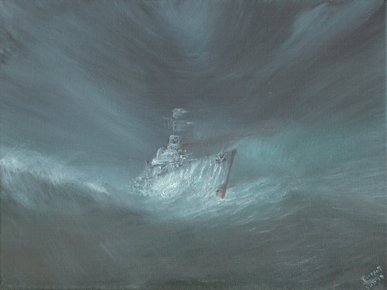 USS Warrington, Bahamalar açıklarındaki Kasırgada 13 Eylül 1944, 2019 by Vincent Alexander Booth