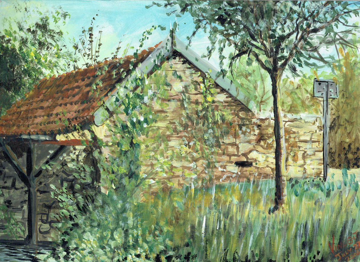 Wash Hut in Laignes, 2006, (tuval üzerine akrilik) by Vincent Alexander Booth