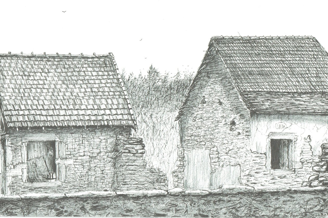 Fransa/İsviçre sınırına yakın ev, 2008; (kağıt üzerine mürekkep) by Vincent Alexander Booth