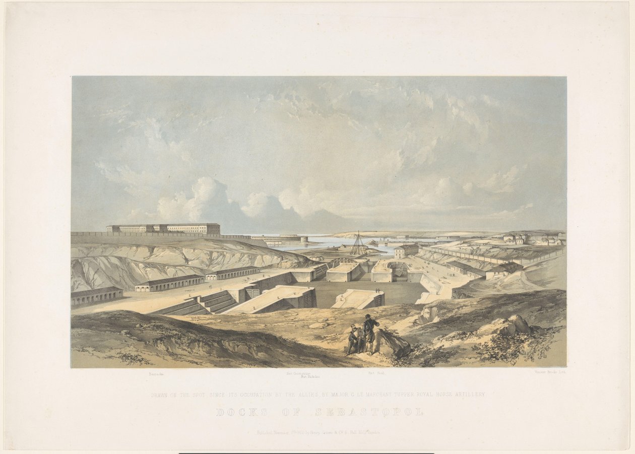 De Haven van Sivastopol, 1855 Sebastopol Rıhtımları (nesne üzerindeki başlık) by Vincent Brooks