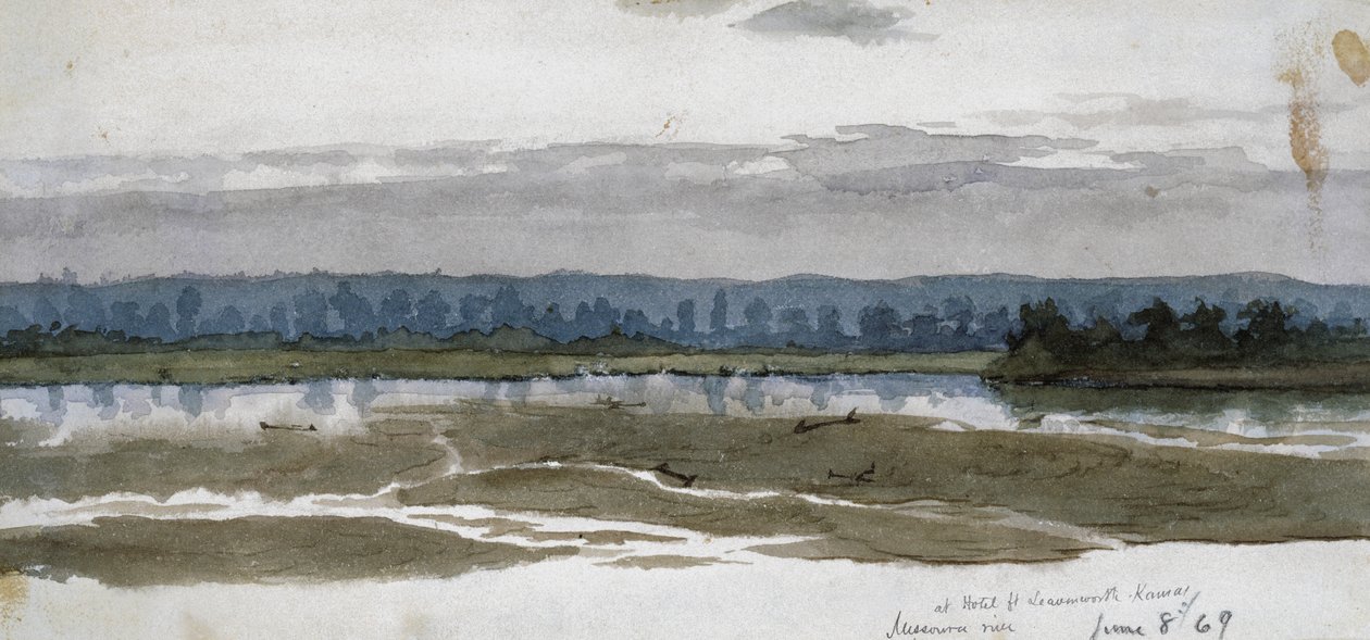 Otelde, Fort Leavenworth, Kansas, Missouri Nehri, 8 Haziran 1869 (suluboya) by Vincent Colyer