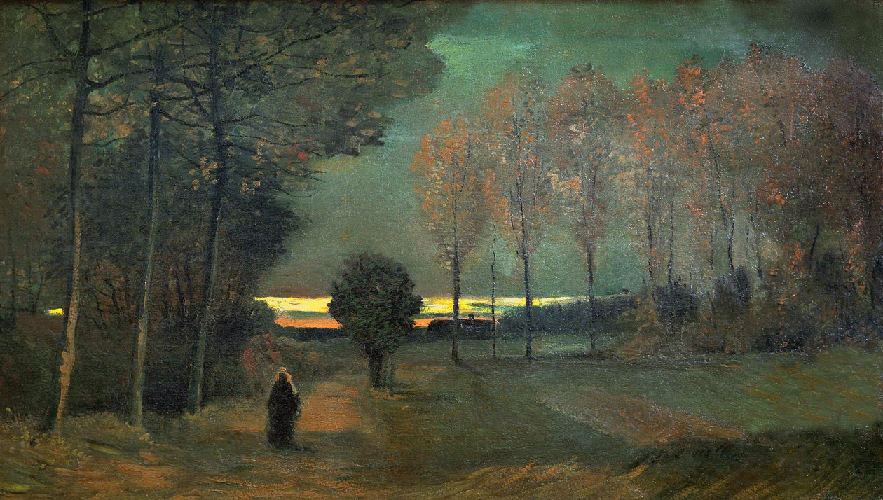 Akşam, 1884 sonbahar manzarası. by Vincent van Gogh