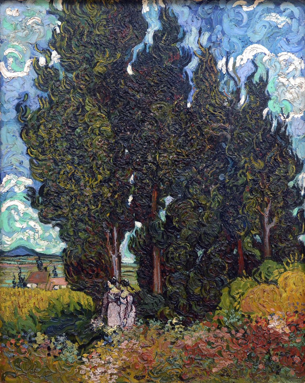 İki figürlü selvi, 1889-1890. by Vincent van Gogh