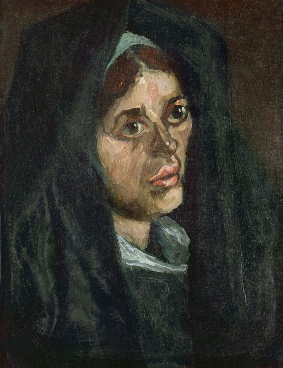 Yeşil Şallı Köylü Kadının Başı, 1885. by Vincent van Gogh