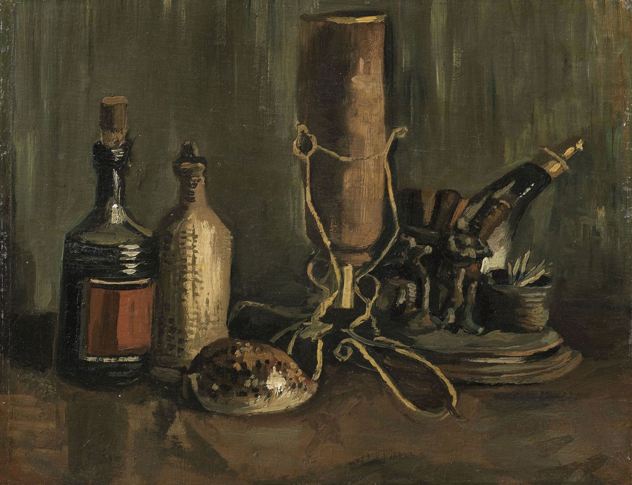 Şişeler ve Kabuklu Natürmort, 1884. by Vincent van Gogh