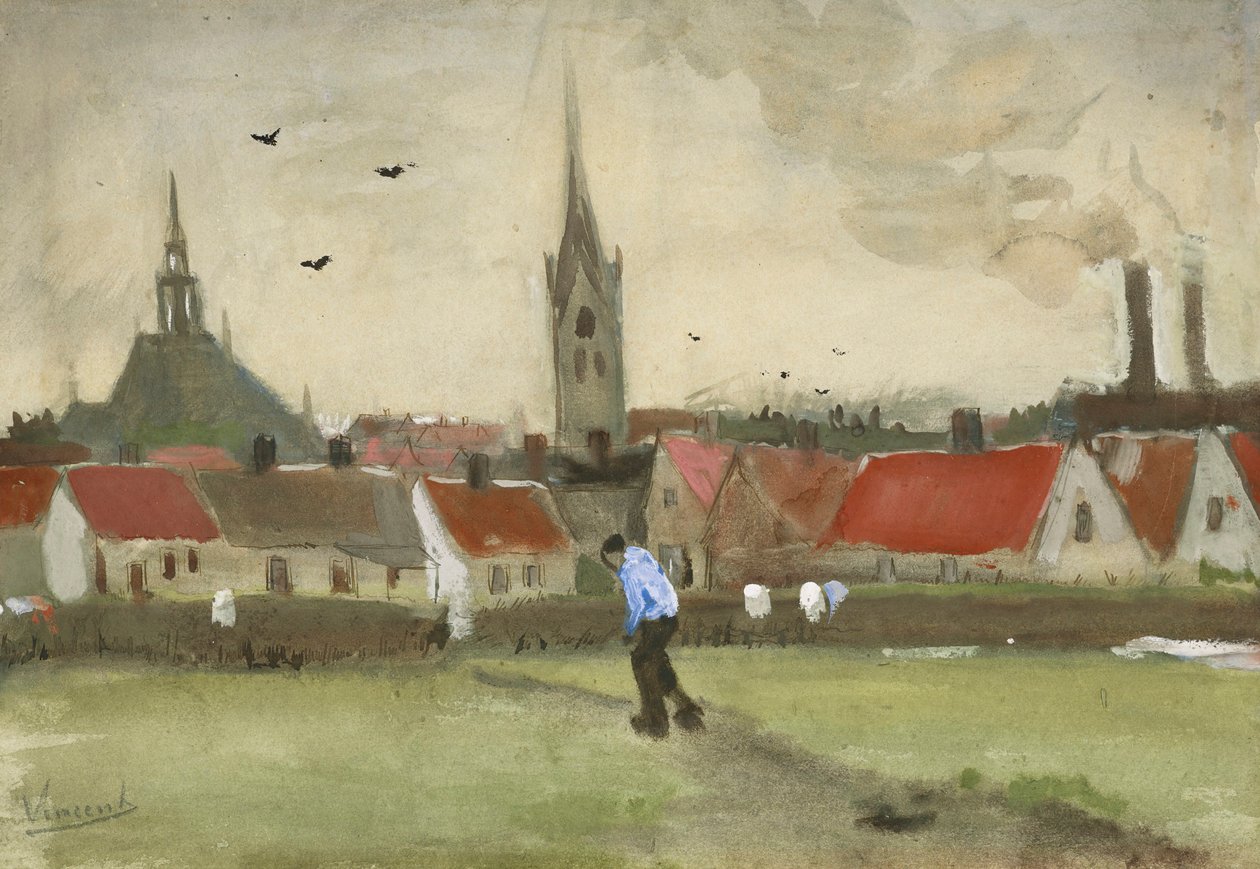 Nieuwe Kerk ile Lahey manzarası, 1882. by Vincent van Gogh