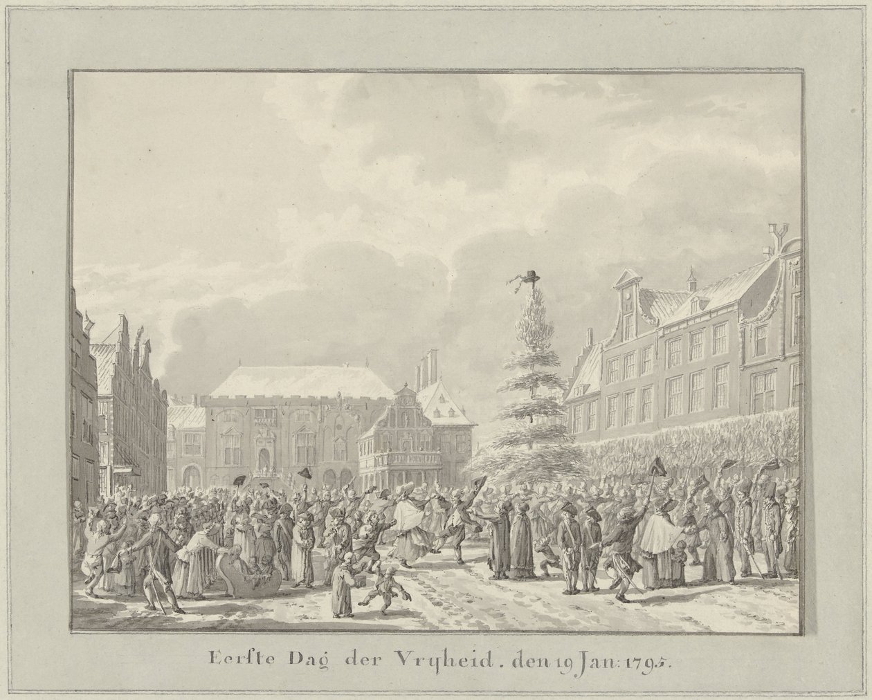 Haarlem Devrimi, 19 Ocak 1795 Özgürlüğün İlk Günü, 19 Ocak. 1791 (nesne üzerindeki başlık) by Vincent Jansz. van der Vinne
