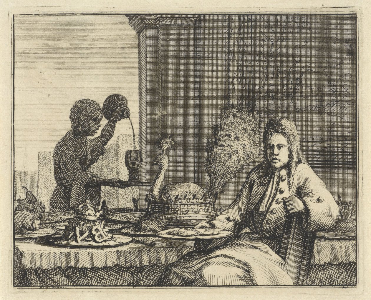 Adam bir set masada by Vincent Laurensz. van der Vinne (II)