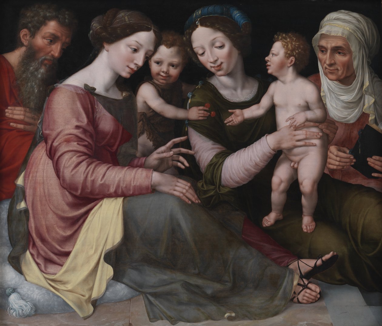 Bebek Aziz John, Aziz Elizabeth ve Aziz Anna ile Kutsal Aile by Vincent Sellaer