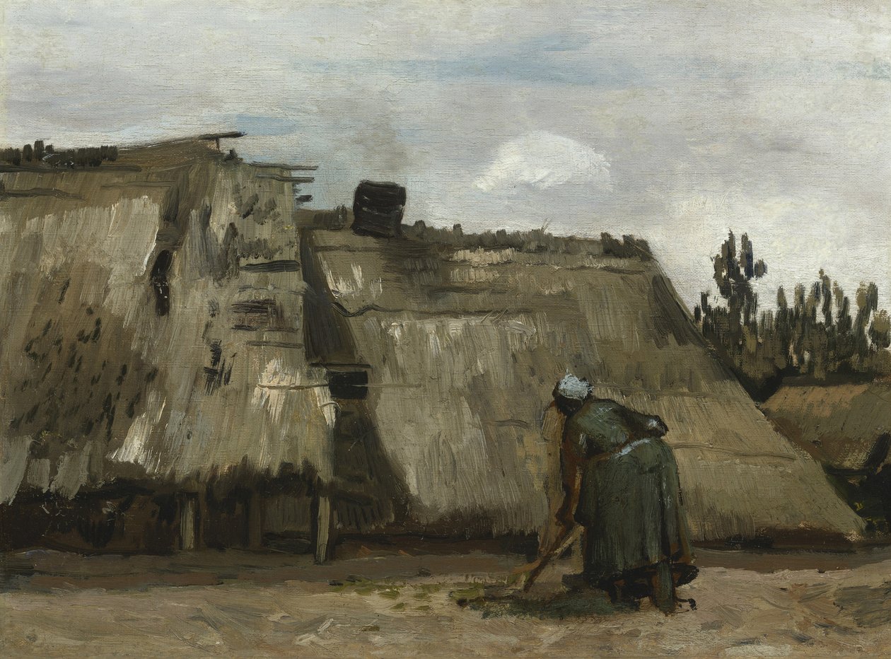 Kulübesinin Önünü Kazan Köylü Kadın, 1885 dolayları by Vincent van Gogh
