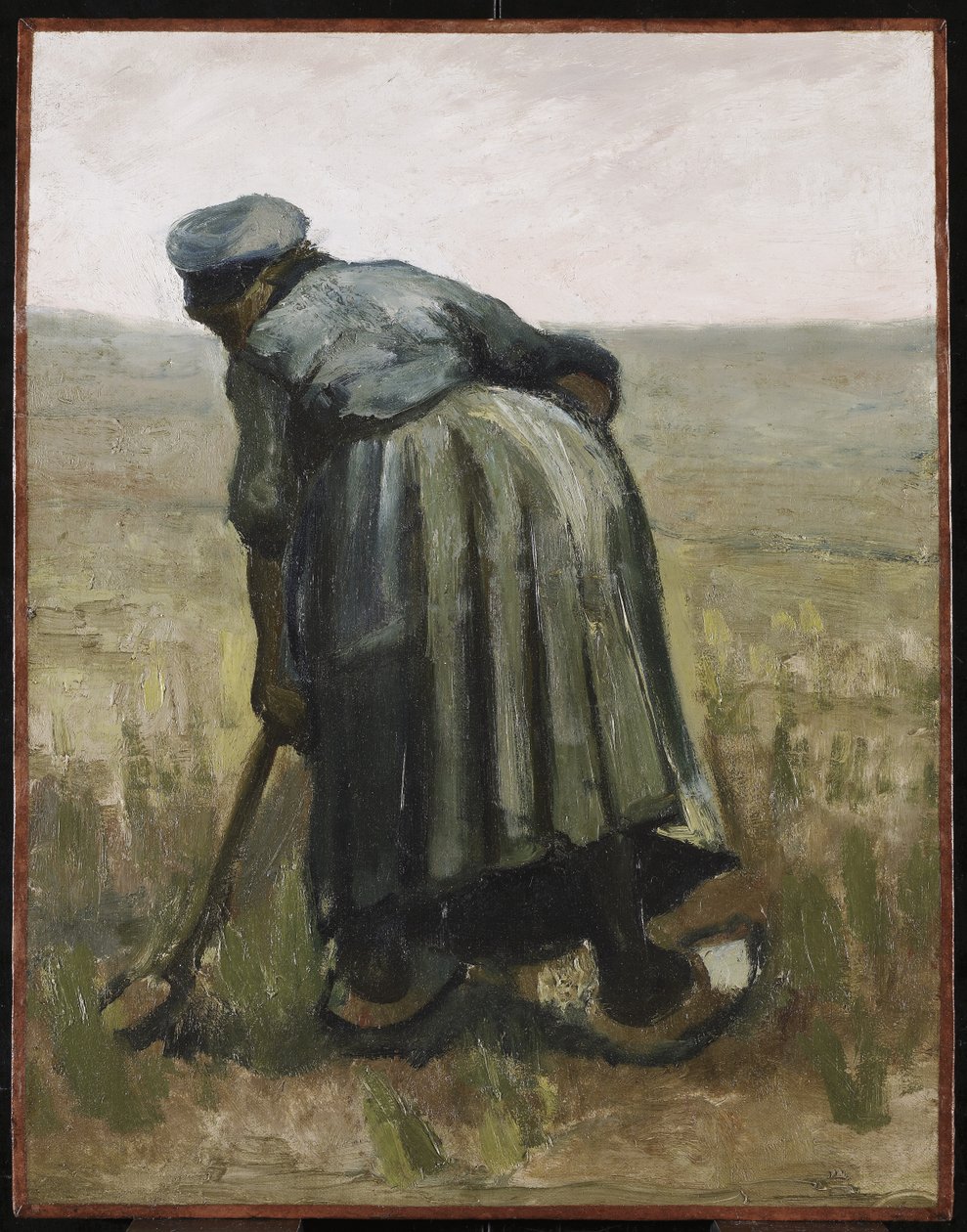 Kürekli bir kadın, arkadan görülüyor, 1885 (ahşap panel üzerine tuval üzerine yağlıboya) by Vincent van Gogh