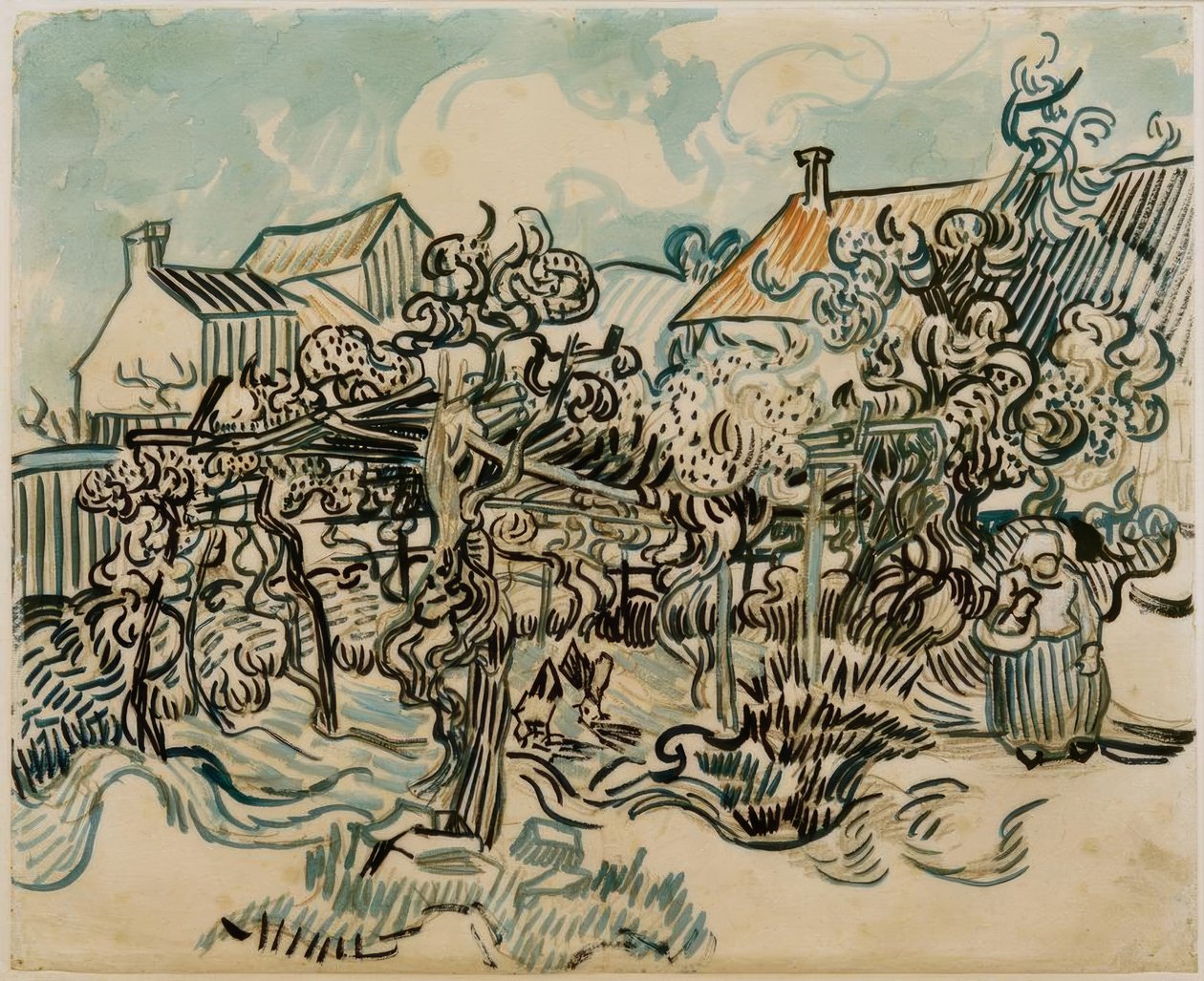 Bir çiftçinin karısı ile eski bağ by Vincent van Gogh