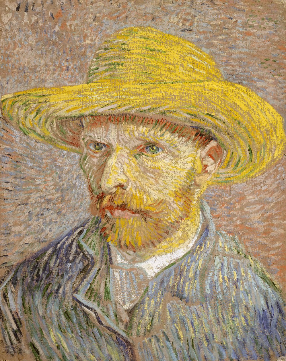 Hasır şapkalı otoportre by Vincent van Gogh
