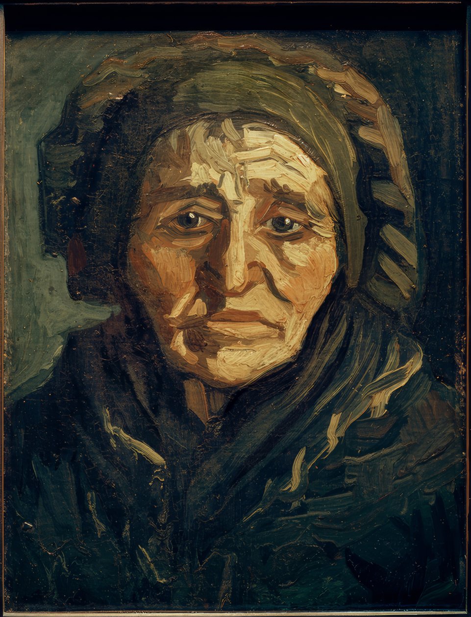 Çiftçinin karısı: karanlık kapüşonlu yaşlı kadın by Vincent van Gogh