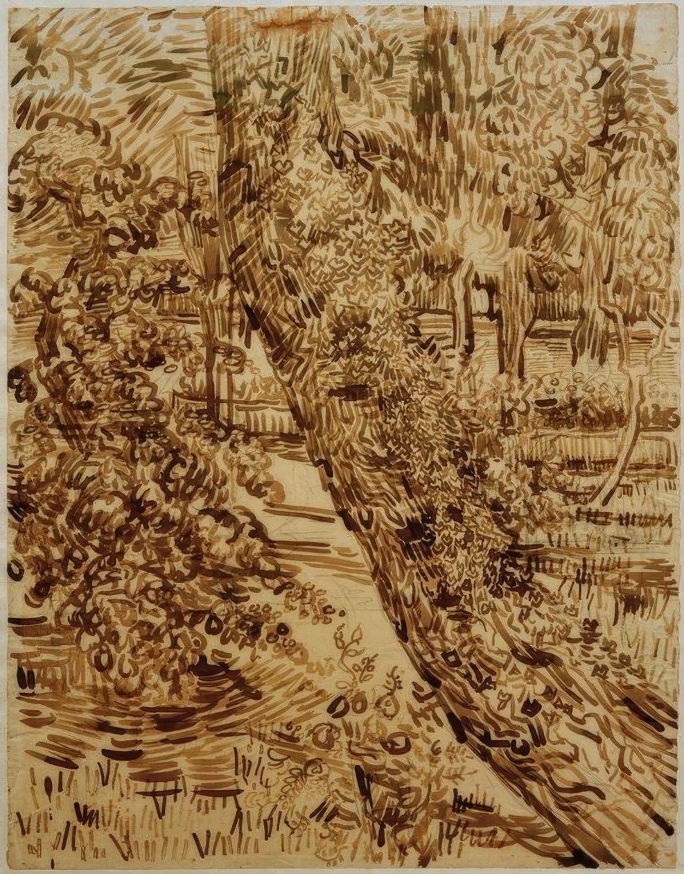 Sanatoryum bahçesinde sarmaşıklı ağaç by Vincent van Gogh