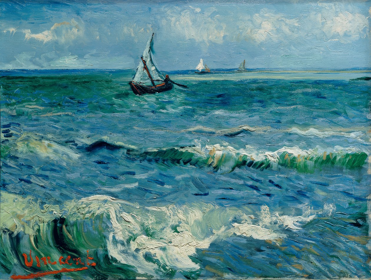 Boote auf See, Les Saintes-Maries-de– la-Mer by Vincent van Gogh