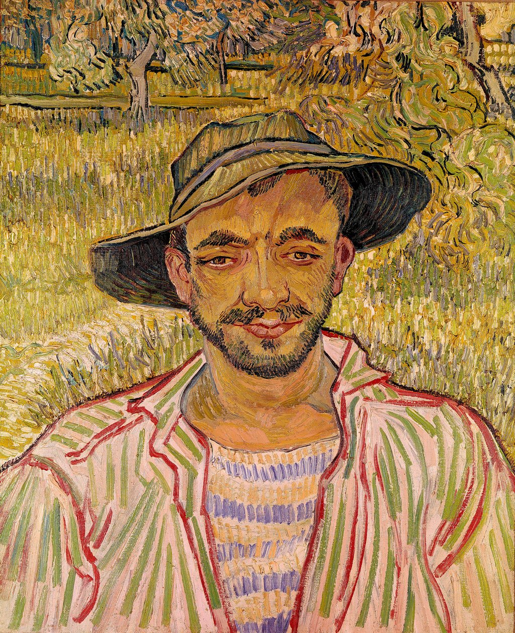 Hasır şapkalı köylü büstü Resim Vincent Van Gogh (1853-1890) 1889 Dim. 61x50 cm. Galleria Nazinale d