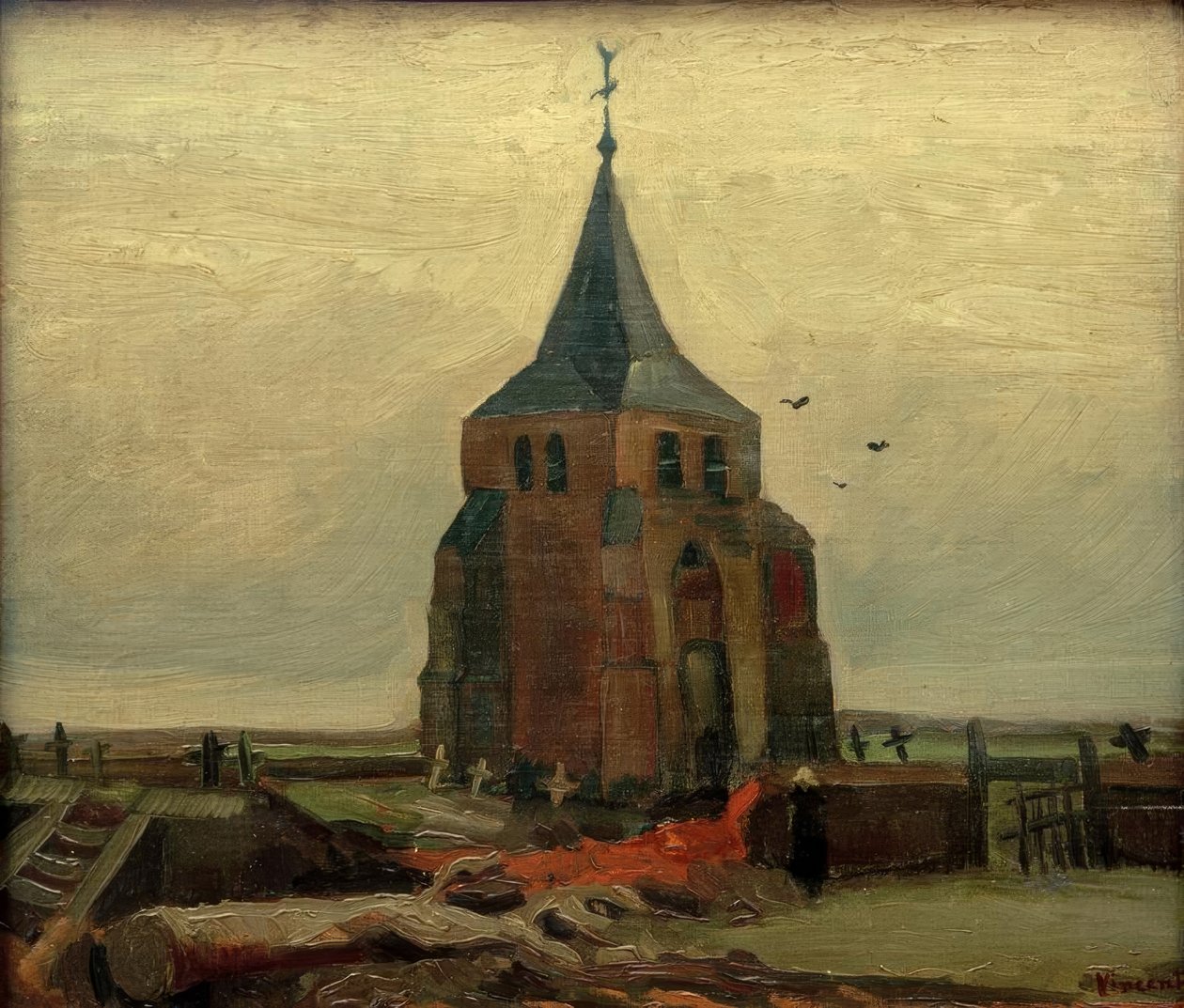 Nuenen kilise bahçesindeki eski kule by Vincent van Gogh