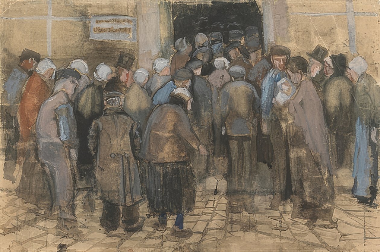 Fakirler ve para (devlet piyango dairesinin önündeki kalabalık). 1882 by Vincent van Gogh