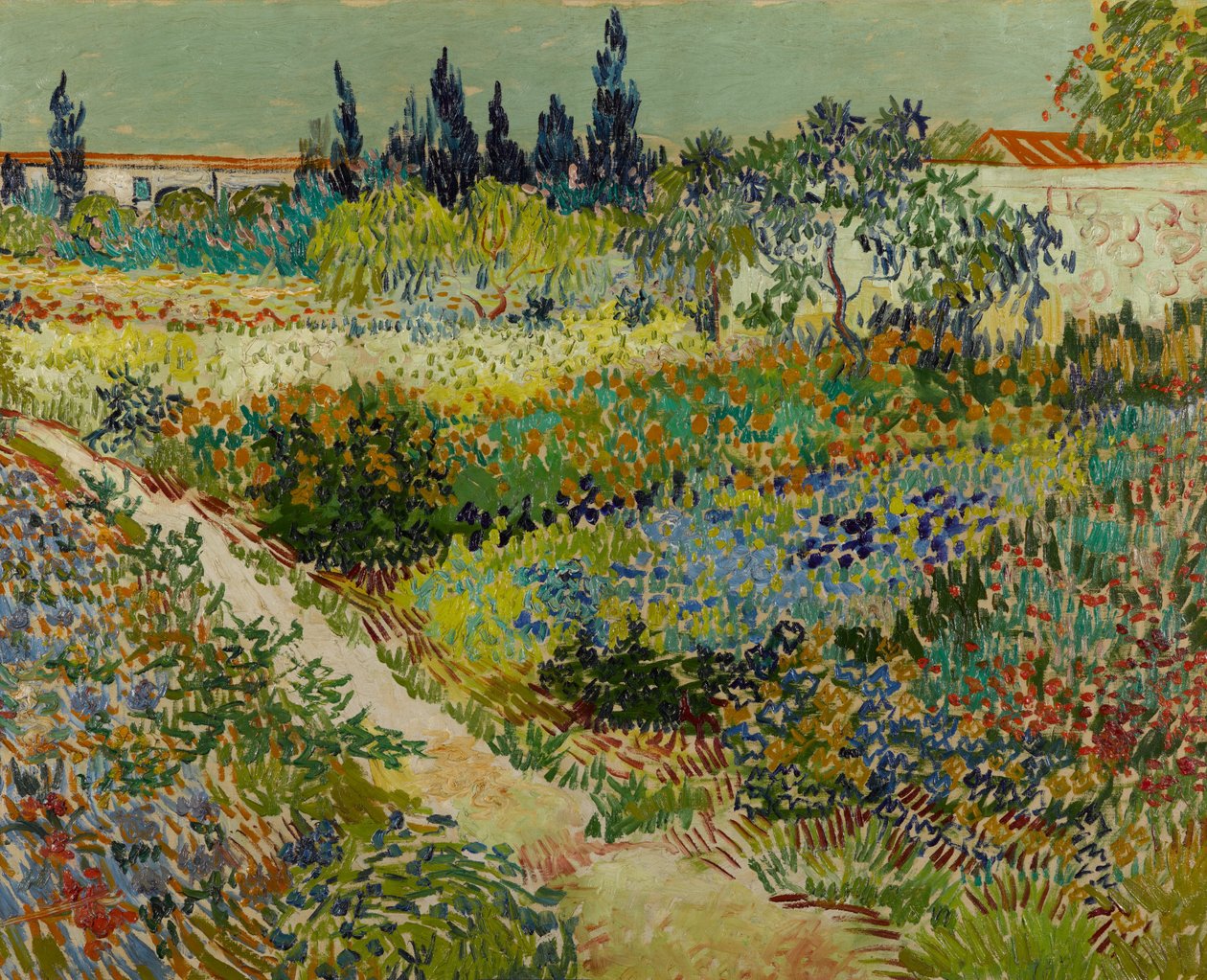 Hollandaca: Tuin te Arles Yollu Çiçekli Bahçe by Vincent van Gogh