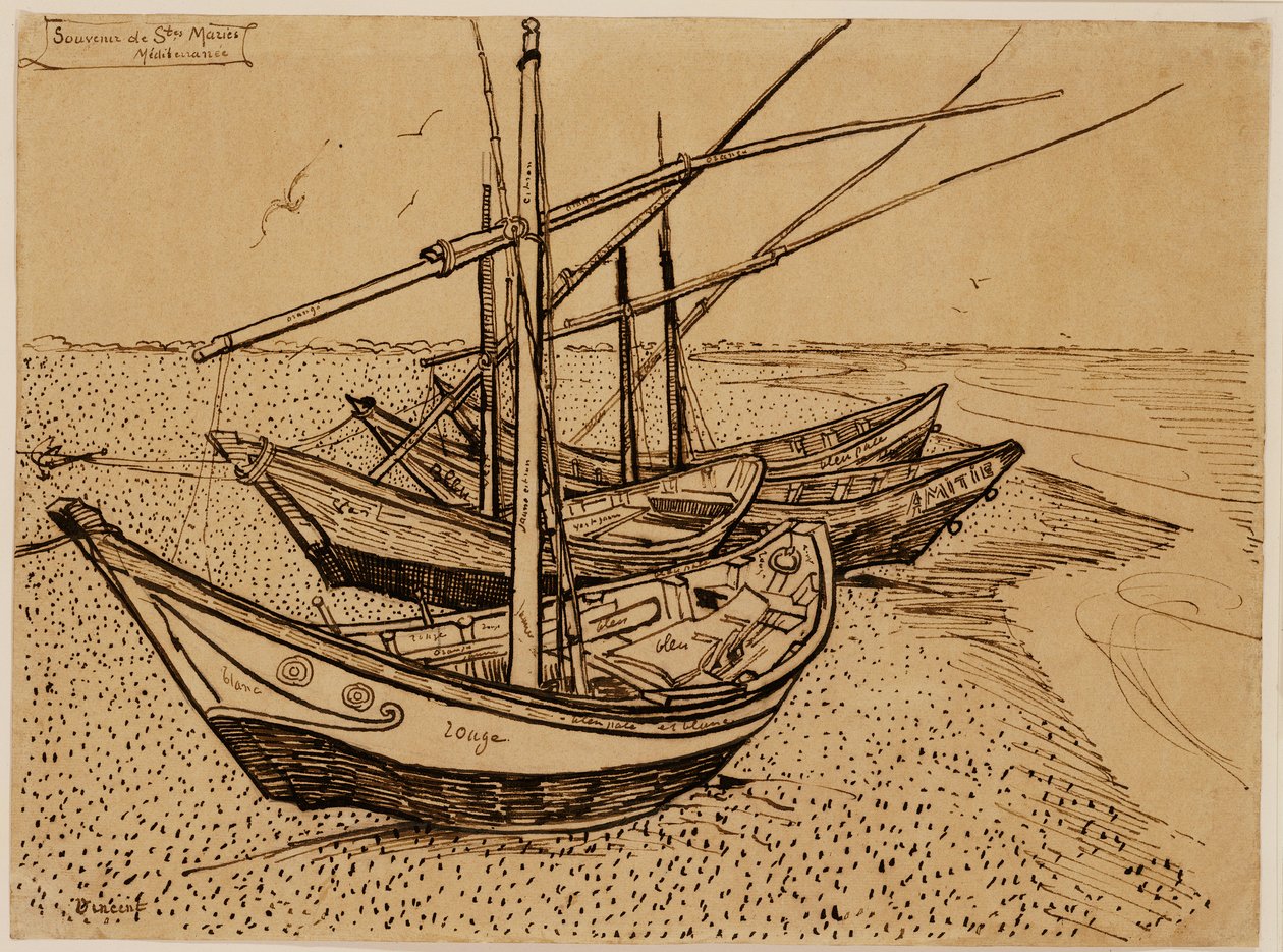 Saintes-Maries-de-la-Mer Sahilinde Balıkçı Tekneleri by Vincent van Gogh
