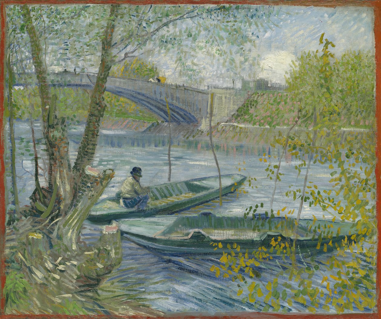 İlkbaharda Balık Tutma, Pont de Clichy Asnières, 1887. by Vincent van Gogh