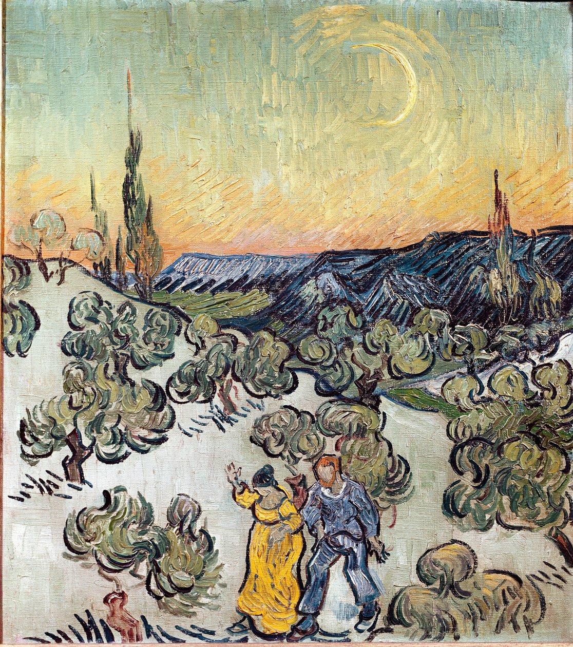 Alacakaranlıkta manzara (Saint Remy veya Saint-Remy). Vincent Van Gogh