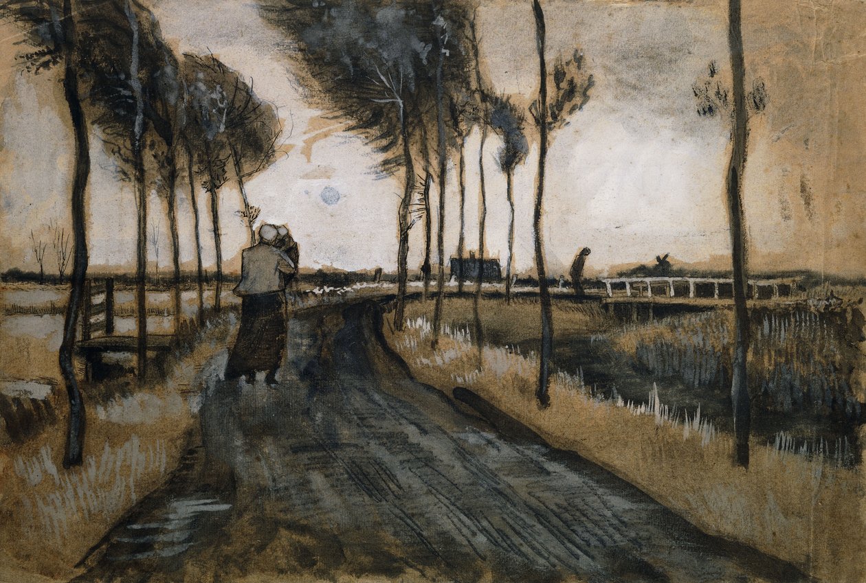 Kadın ve Çocuklu Manzara; Kadın ve Çocuklu Manzara, 1883 by Vincent van Gogh