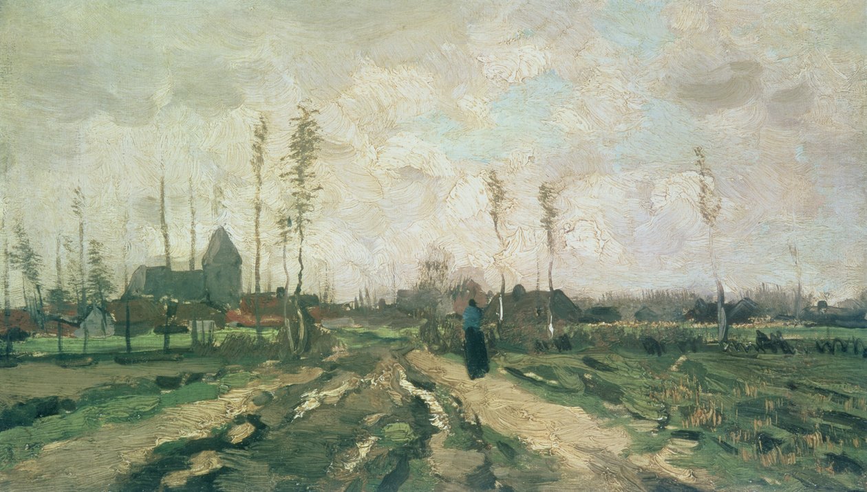 Kilise ve Evlerle Peyzaj, Nuenen, 1885 by Vincent van Gogh