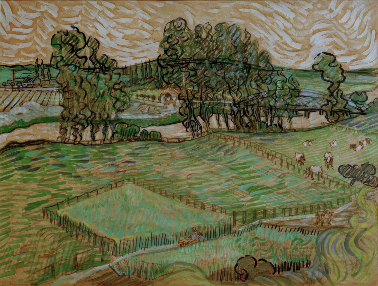 Oise üzerinde bir köprü ile manzara by Vincent van Gogh