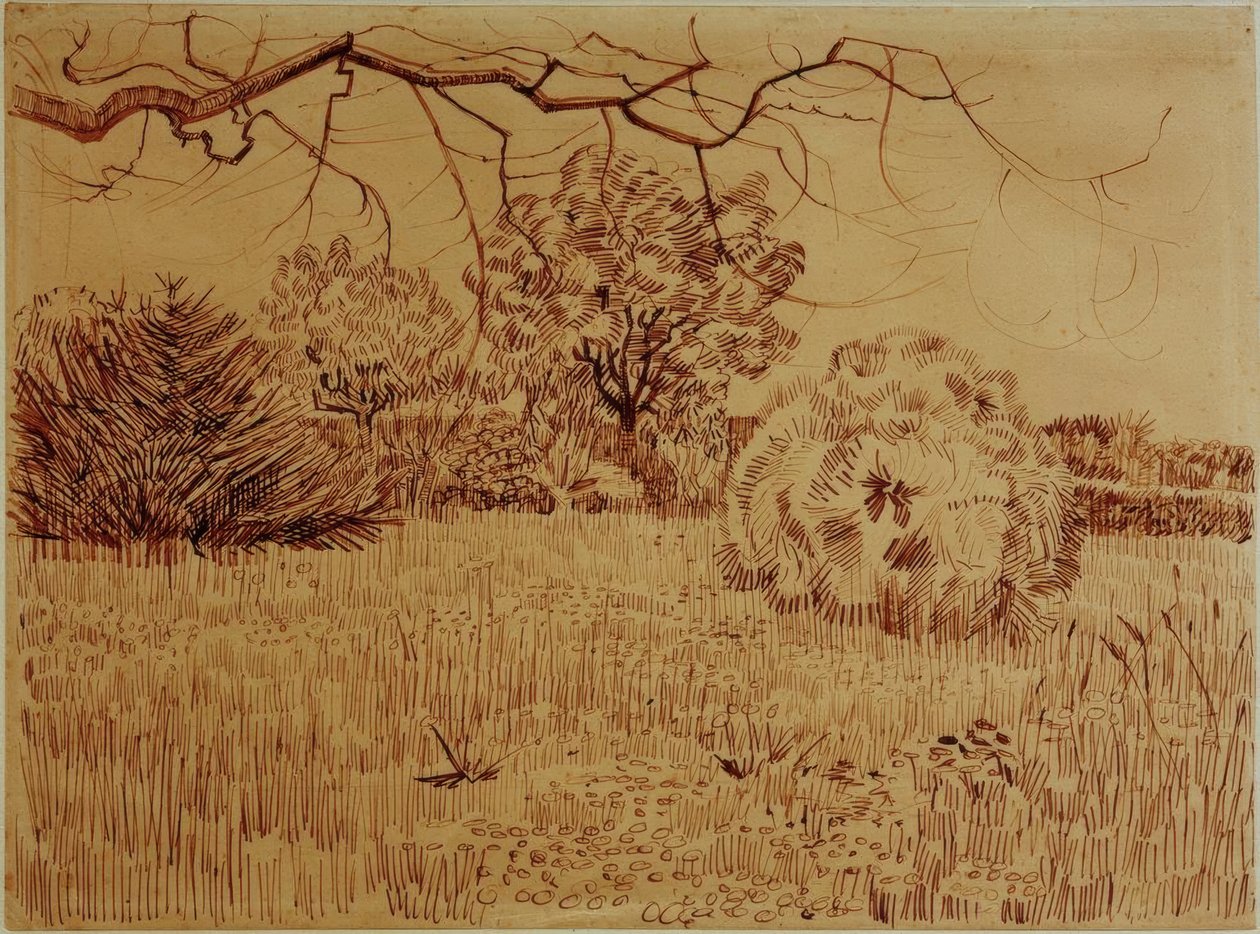 Bir çalı ile park by Vincent van Gogh