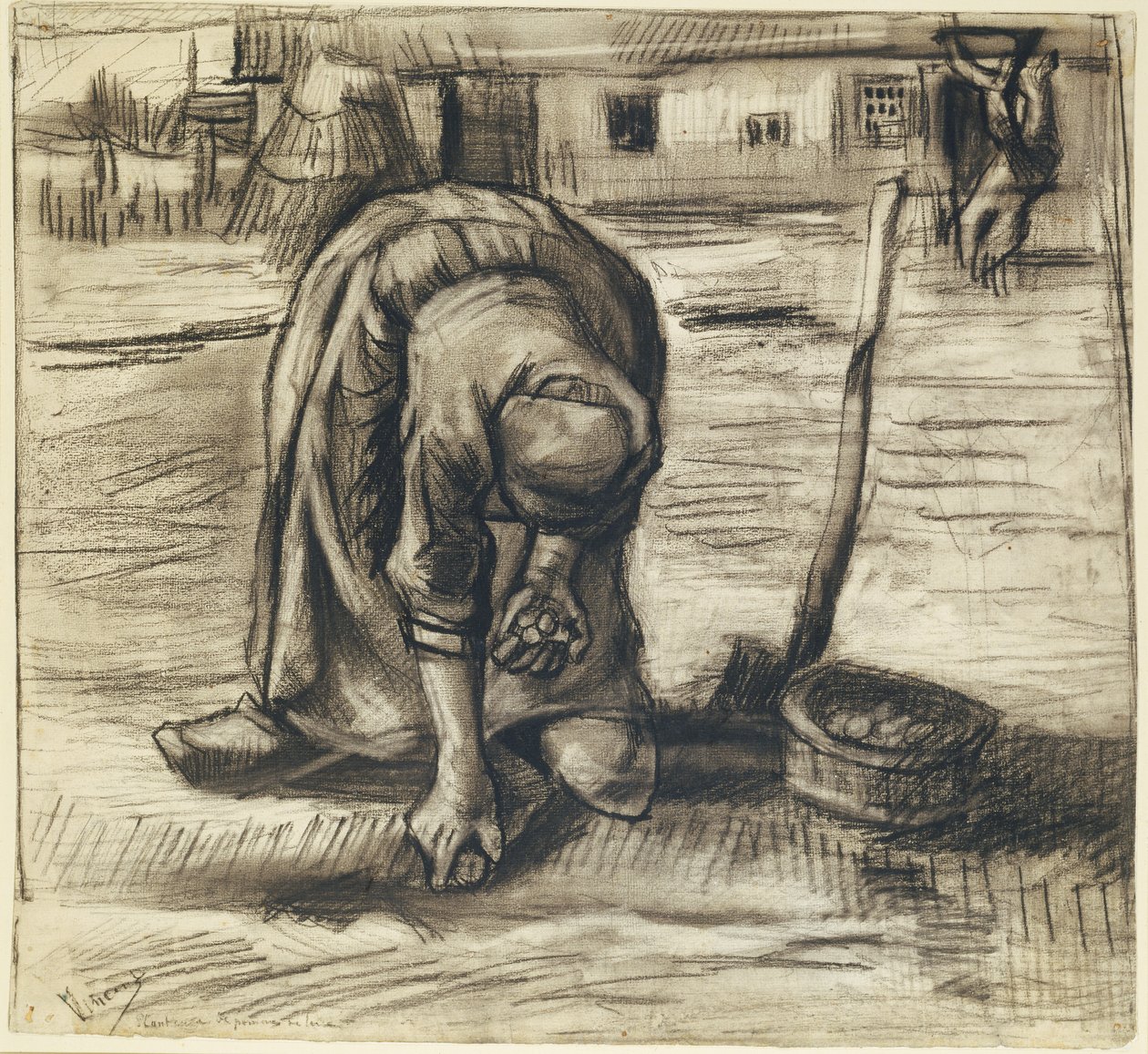 Patates Eken Köylü Kadın, 1885 dolayları (kağıt üzerine siyah tebeşir ve kömür) by Vincent van Gogh