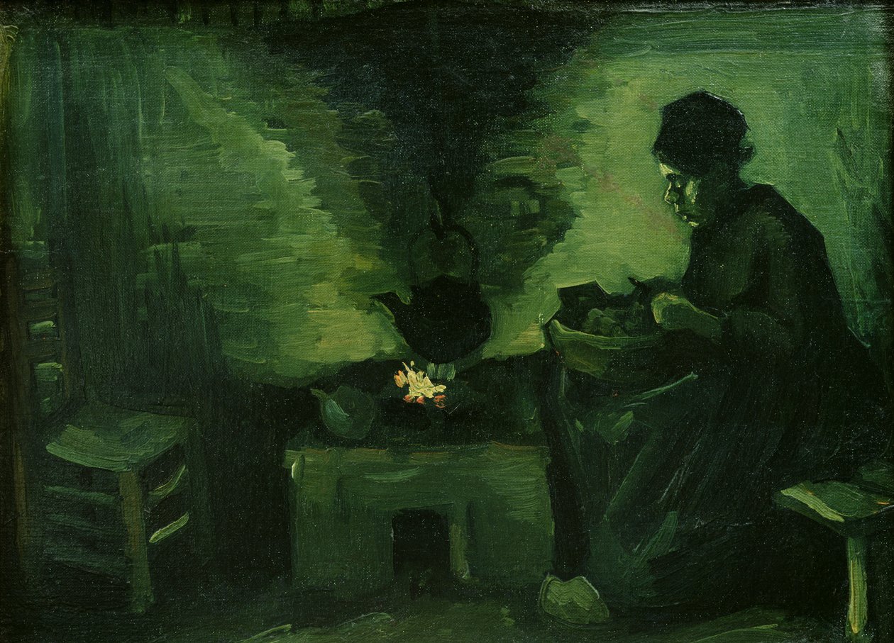 Ocağın Yanındaki Köylü Kadın, 1885 dolayları (gemiye serilmiş tuval üzerine yağlıboya) by Vincent van Gogh