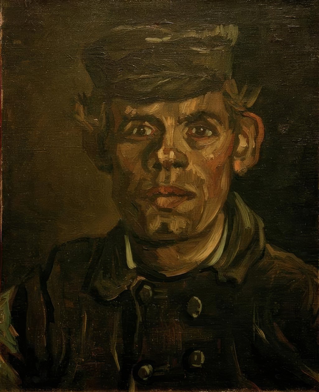 Şemsiye şapkalı genç bir çiftçinin portresi by Vincent van Gogh