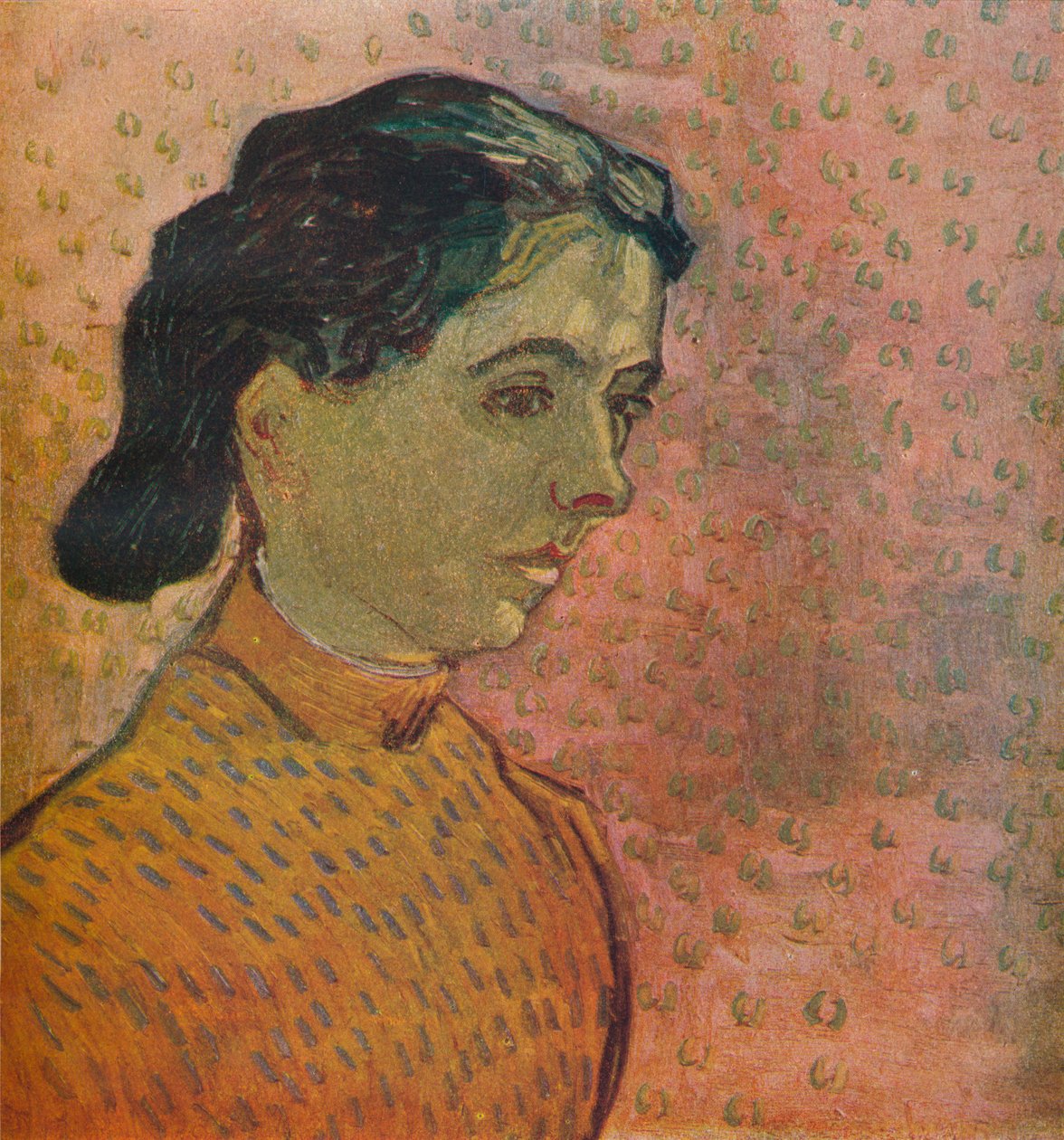 Pembe Bir Arka Plan Üzerinde Genç Bir Kızın Portresi, 1888 by Vincent van Gogh