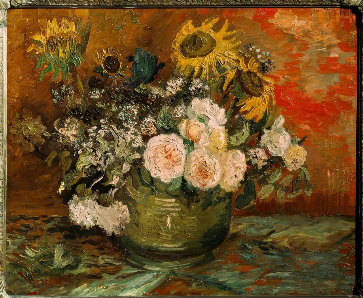 güller ve ayçiçekleri by Vincent van Gogh