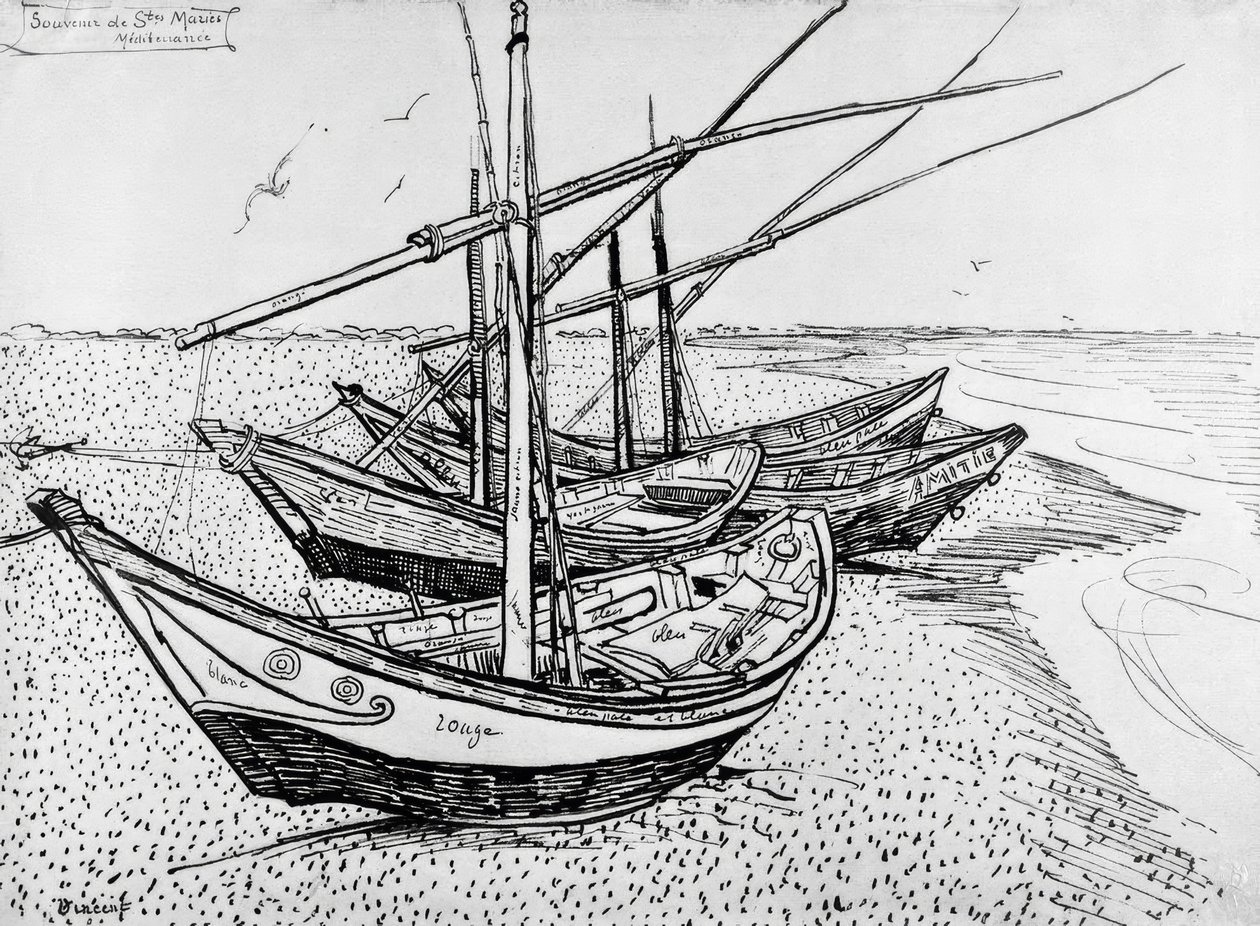 Saintes-Maries sınırlarındaki Yelkenli Tekneler by Vincent van Gogh