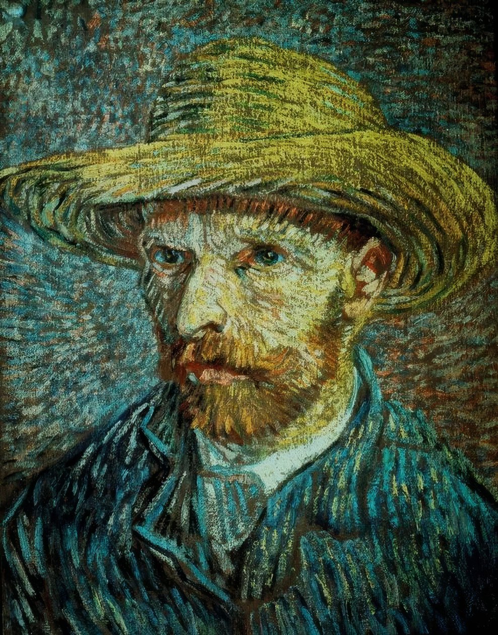 Hasır şapkalı otoportre by Vincent van Gogh