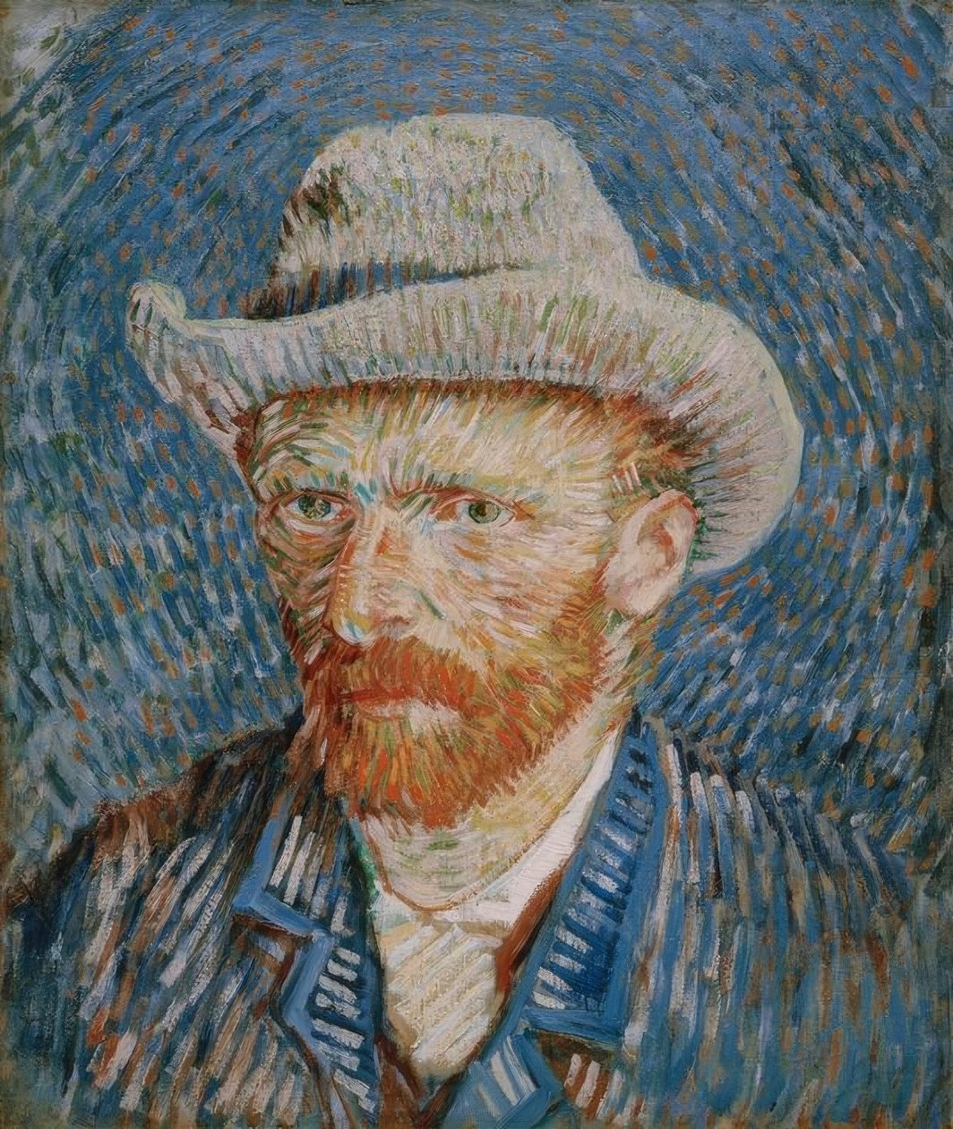 Gri keçe şapkalı otoportre by Vincent van Gogh