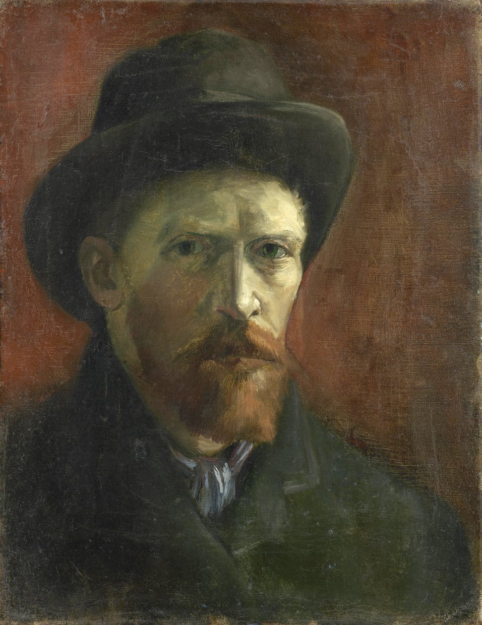 Keçe Şapkalı Otoportre par Gogh, Vincent, van (1853-1890). Tuval üzerine yağlı boya, ebat : 41,5x32,5 by Vincent van Gogh