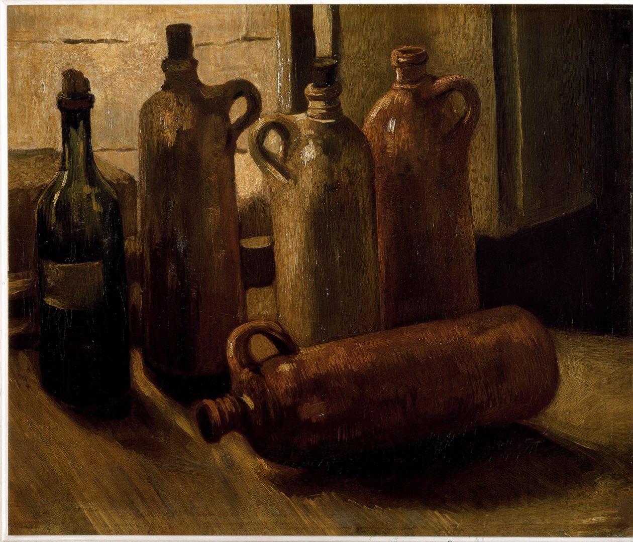 Natürmort. Şişeler.(Tuval üzerine yağlı boya by Vincent van Gogh