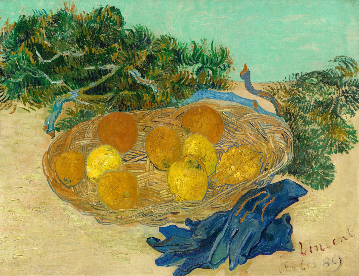 Portakal ve Limonların Mavi Eldivenli Natürmort, 1889. by Vincent van Gogh
