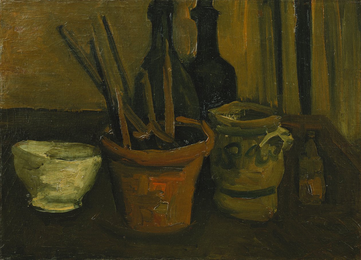 Saksıda Fırçalı Natürmort; Saksıda Fırçalı Natürmort, 1884 by Vincent van Gogh