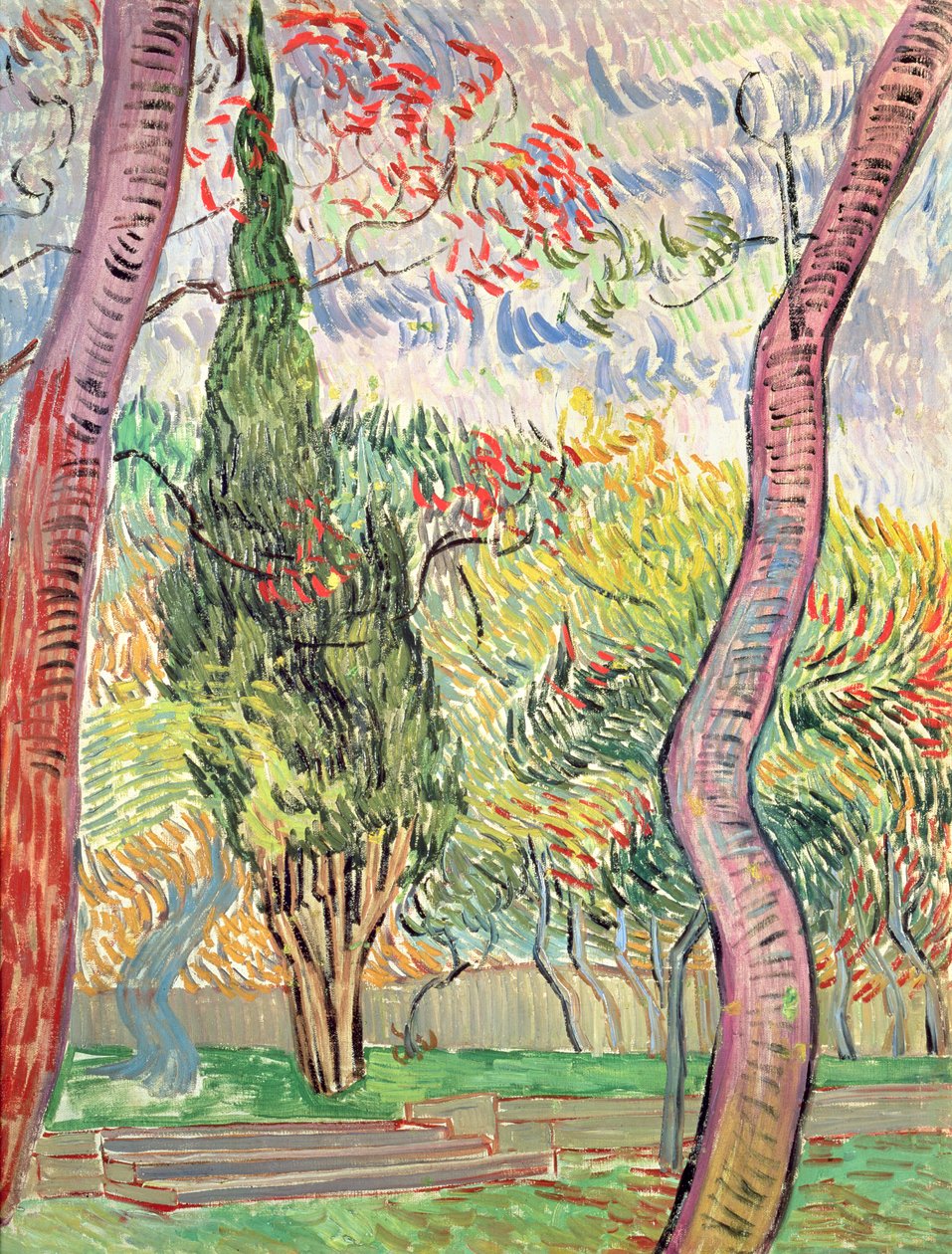 St. Paul Hastanesi Bahçesi, St. Remy, Ekim 1889 by Vincent van Gogh