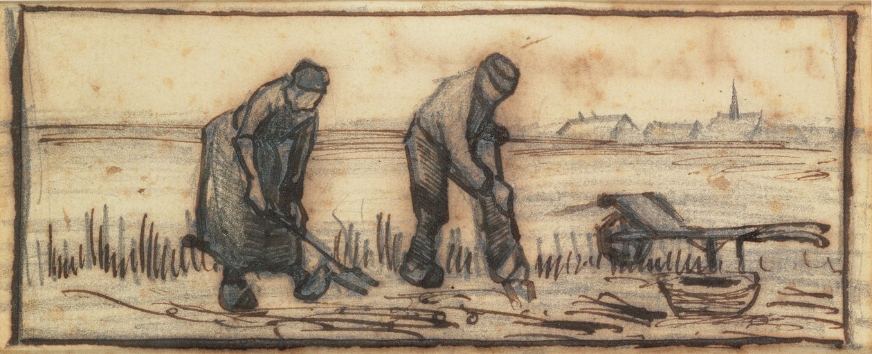 Patates Hasadı, dört mevsimi temsil eden dört çizimden (kalem, tükenmez kalem ve kağıt üzerine kahverengi mürekkep) (ayrıca bkz. 61643-5) by Vincent van Gogh