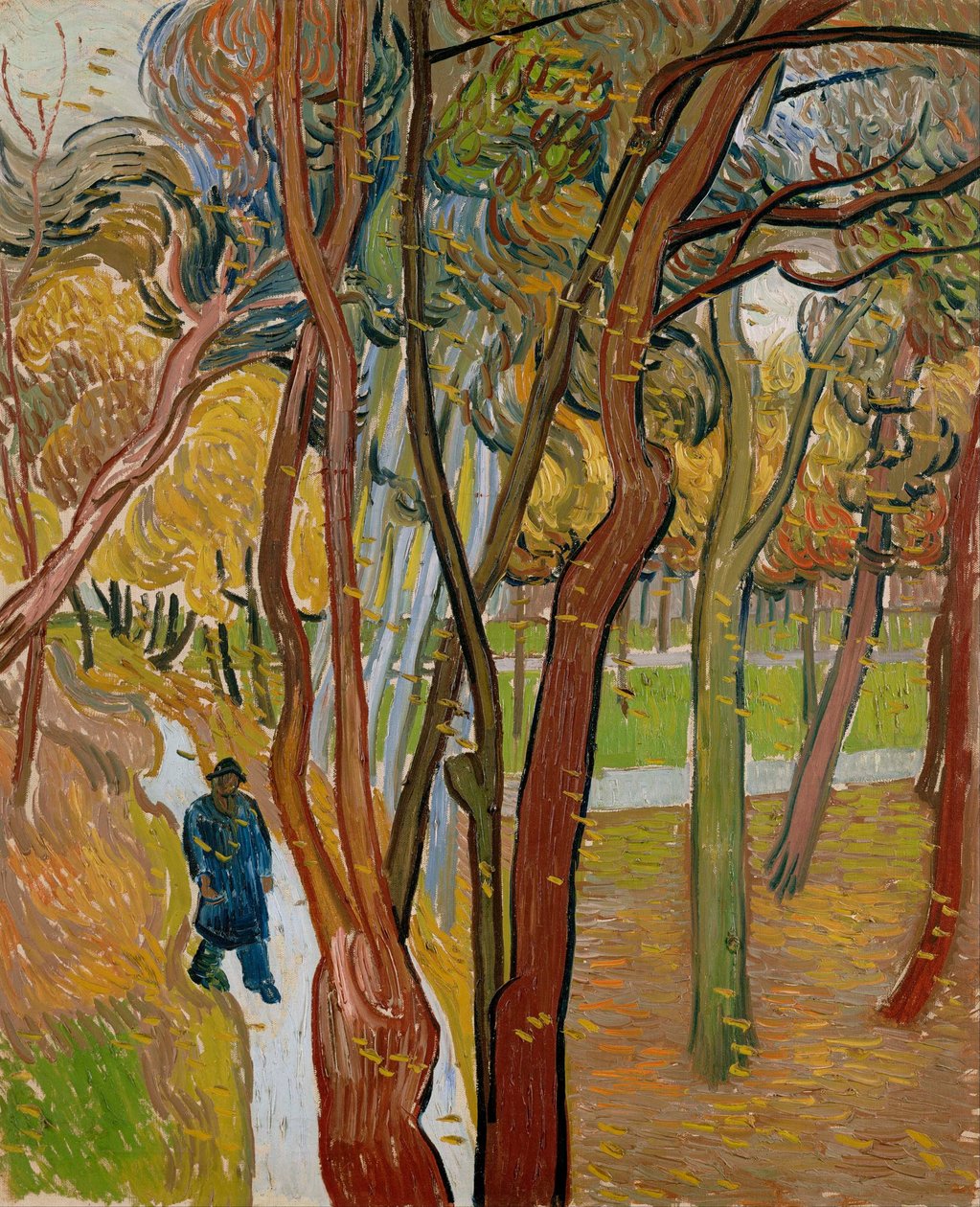 Saint Pauls Hastanesinin bahçesi Yaprakların düşüşü, 1889 by Vincent van Gogh