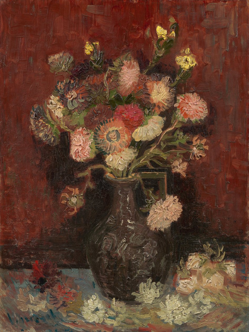 Çin Asterleri ve Gladioli ile Vazo - Vincent van Gogh
