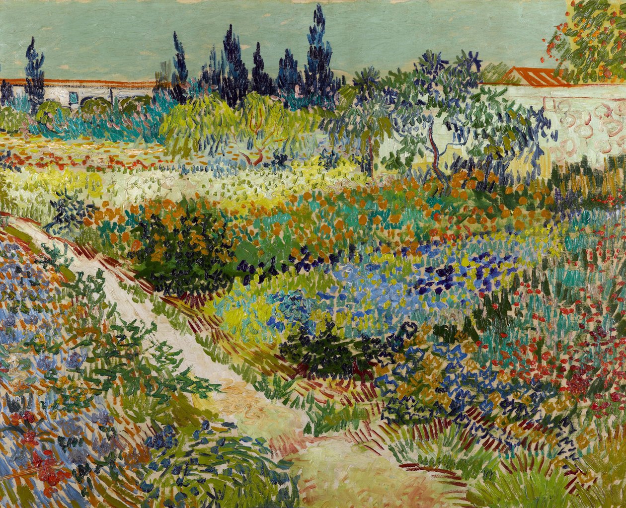 ""Yollu Çiçekli Bahçenin Görünümü"" (Yollu Çiçek Bahçesi) Vincent van Gogh