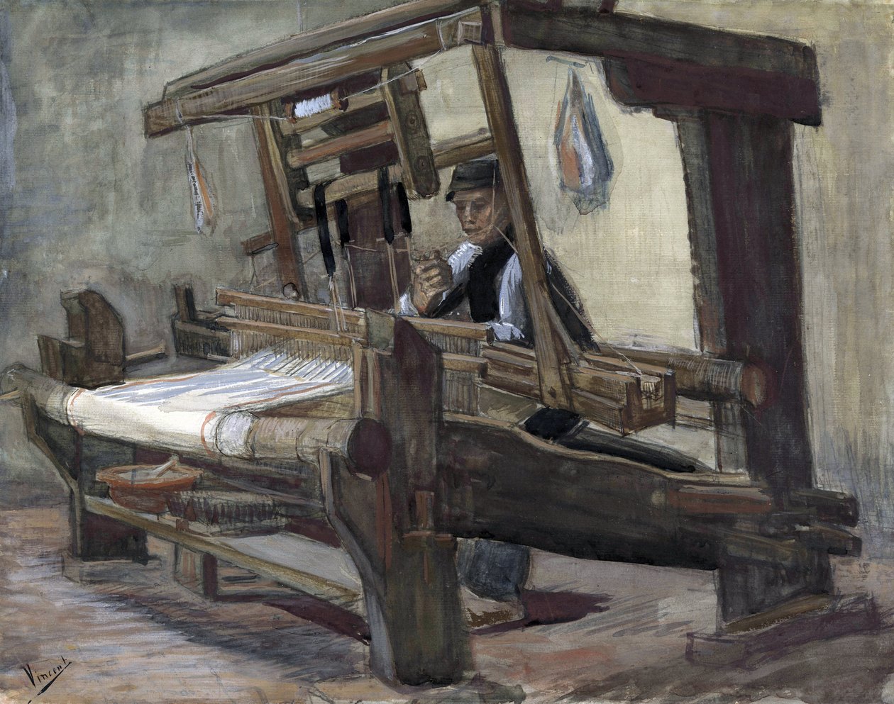 Weaver (tisserand) par Gogh, Vincent, van (1853-1890). Kalem, fırça, sulu boya, kağıt üzerine Hint mürekkebi, boyut : 35,7x45,1 by Vincent van Gogh