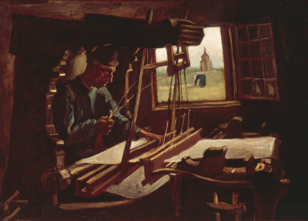 Weber, Nuenen kulesi manzaralı açık bir pencerenin önünde by Vincent van Gogh